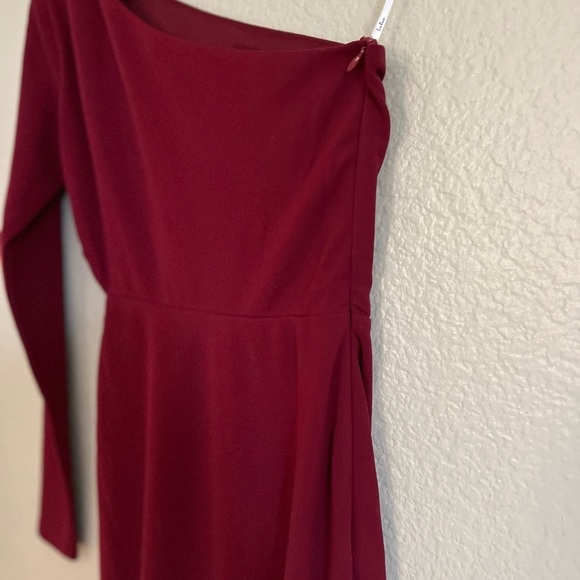 Wondrous Romance Burgundy One-Shoulder Mermaid Maxi Dress! - Picture 7 of 7